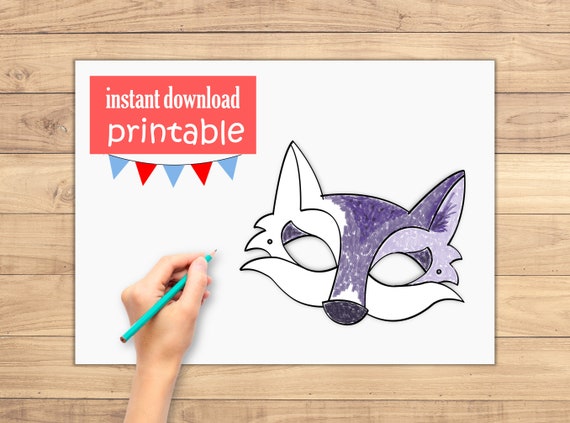 Wolf Mask Wolf Party Favor Animal Party Favor Kids Party Activity Woodland Party Favor Kids Animal Printable Mask Instant Download