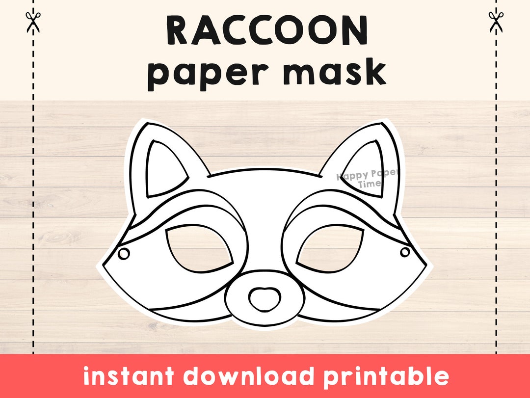 Raccoon Mask Animal Mask Printable Party Favor Woodland Party Printable Masks Kids Party Favor ...