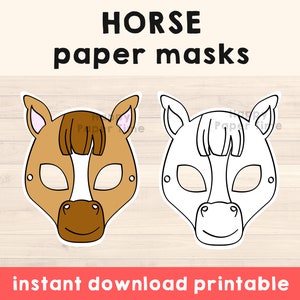Horse mask Animal Mask Party favor Pony Mask Pony Printable Horse Mask Horse printable Farm Animal Party Favor Farm Animal Printable Mask