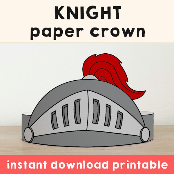 Knight Paper helmet crown template Fantasy Party Headband Costume Printable Kids Craft Birthday Favor pdf favor DIY - Instant Download