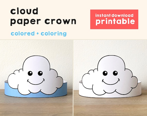 Rainbow crown paper template coloring - Easy kid craft, Happy Paper Time