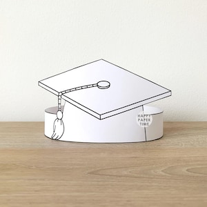Chapeau de remise des diplômes papier couronne fête coloriage imprimable enfants artisanat université anniversaire décor imprimable faveur pdf Costume bricolage téléchargement immédiat