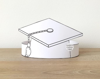 Graduation Hat Paper Crown Party Coloring Printable Kids Craft University Birthday Decor Printable Favor pdf Costume DIY Instant Download