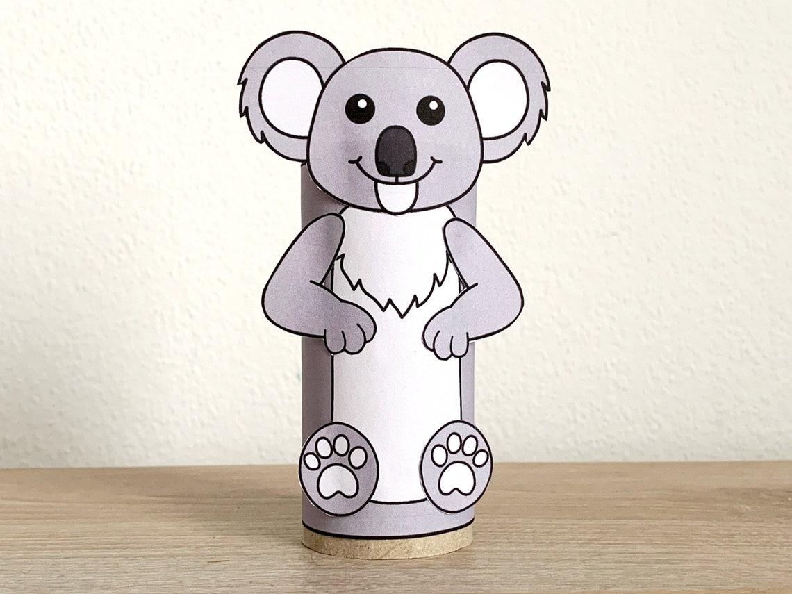 Koala Toilet Paper Roll Craft Australian Animal Party Coloring - Etsy