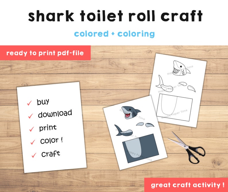 Shark Toilet Paper Roll Craft Ocean Animal Beach Sea Party Etsy