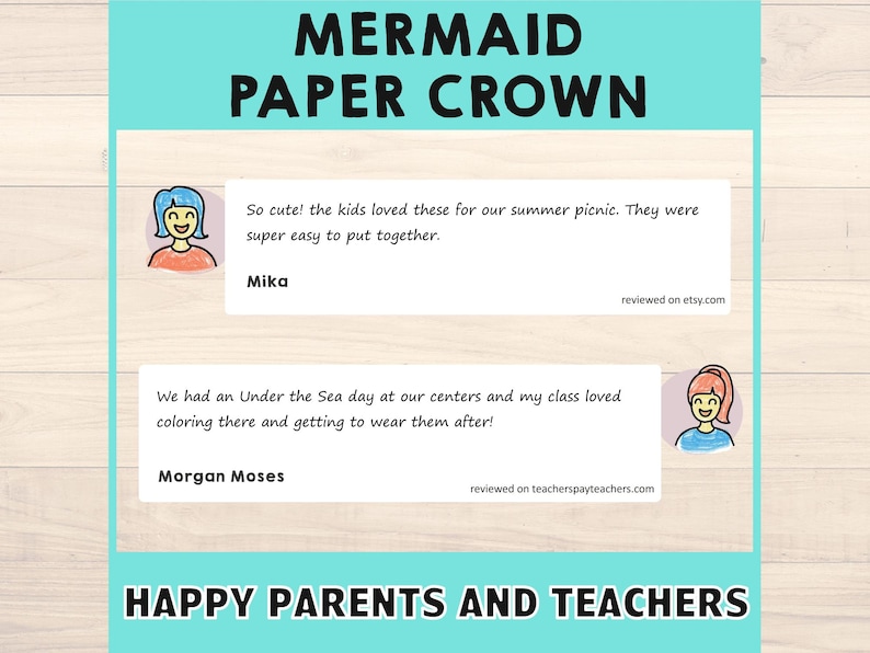 Mermaid Paper Crown Template Ocean Princess Party Headband Coloring ...