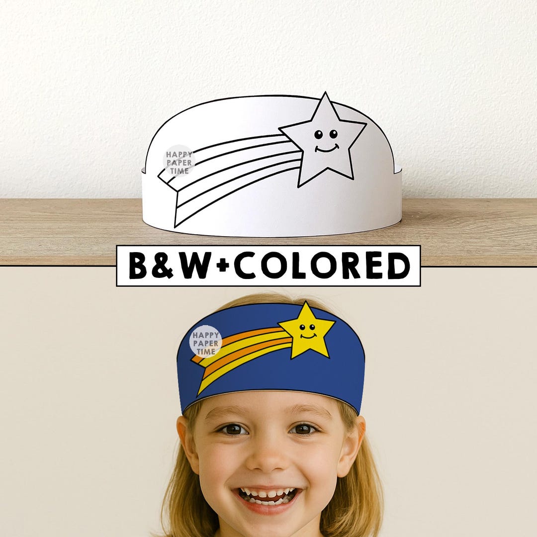 Shooting Star Paper Crowns Astronomy Summer Spring Printable Kids Craft ...