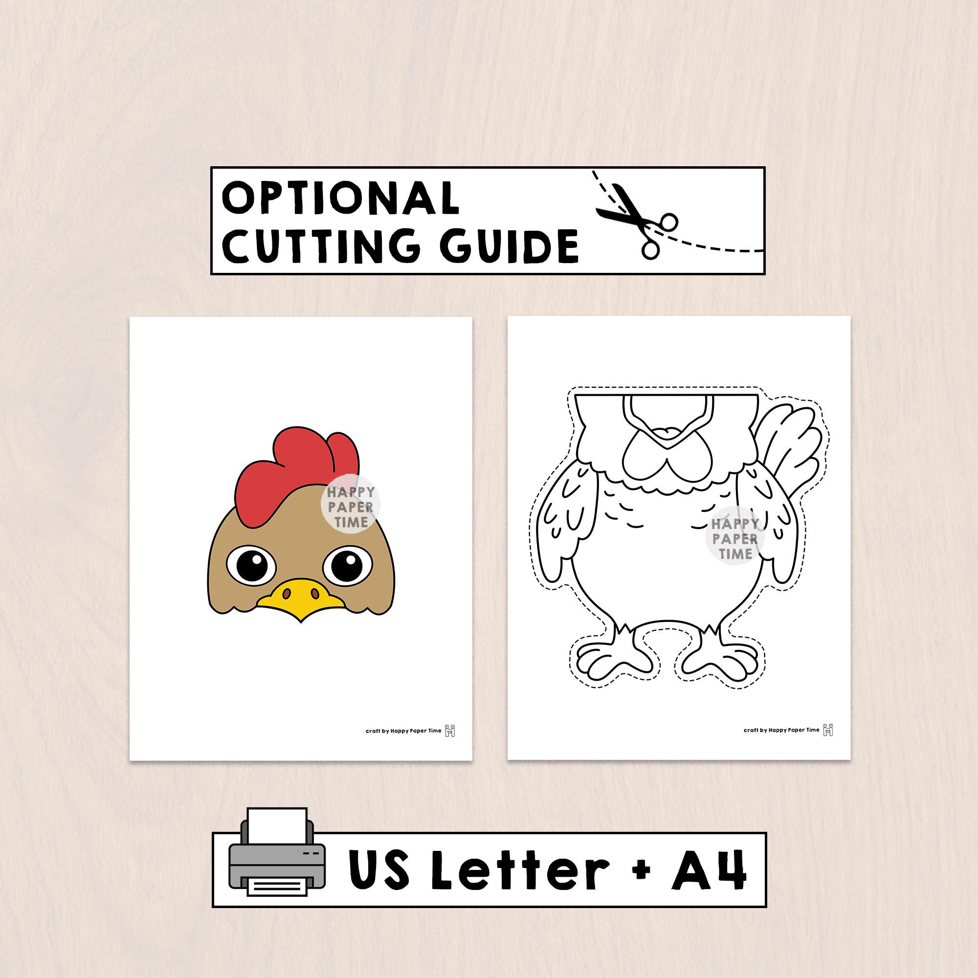 Chicken Paper Bag Puppet Printable Farm Animal Craft Activity Cut Paste ...