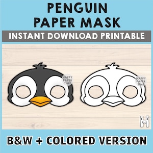 Pinguin Maske Papier Handwerk Kostüm diy Polar Tier Maske Vorlage Ausdruck Party Favor druckbare Tier Party Requisite Dekor druckbare Maske