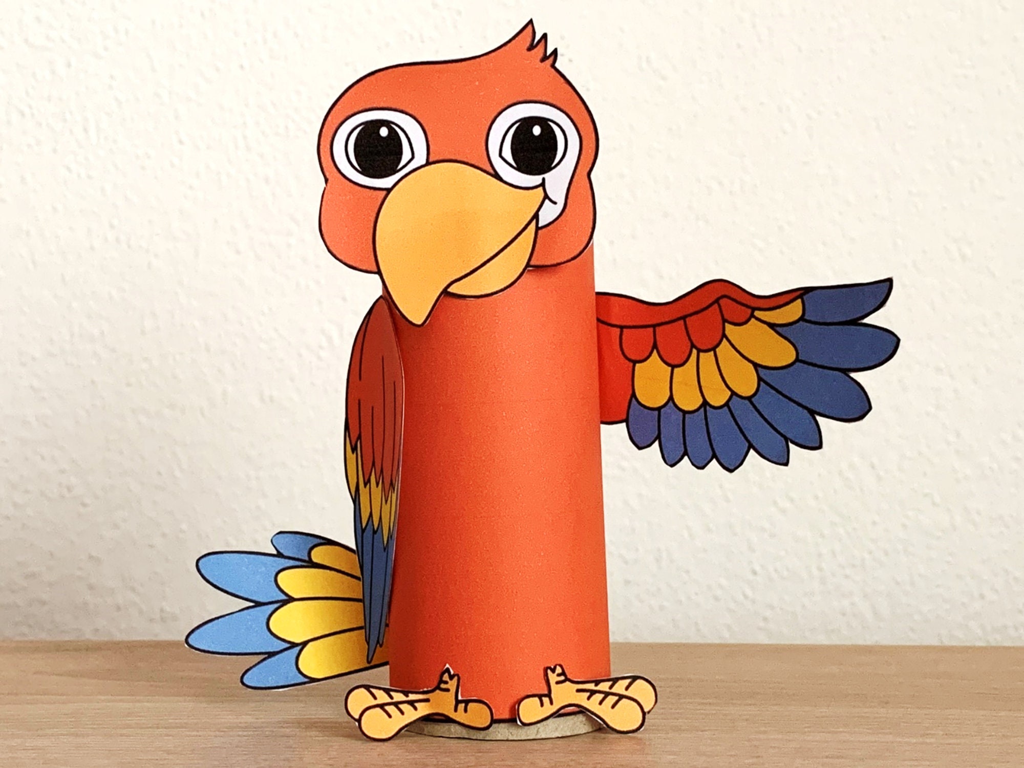 Parrot Toilet Paper Roll Craft Bird Pets Animal Party Coloring Etsy