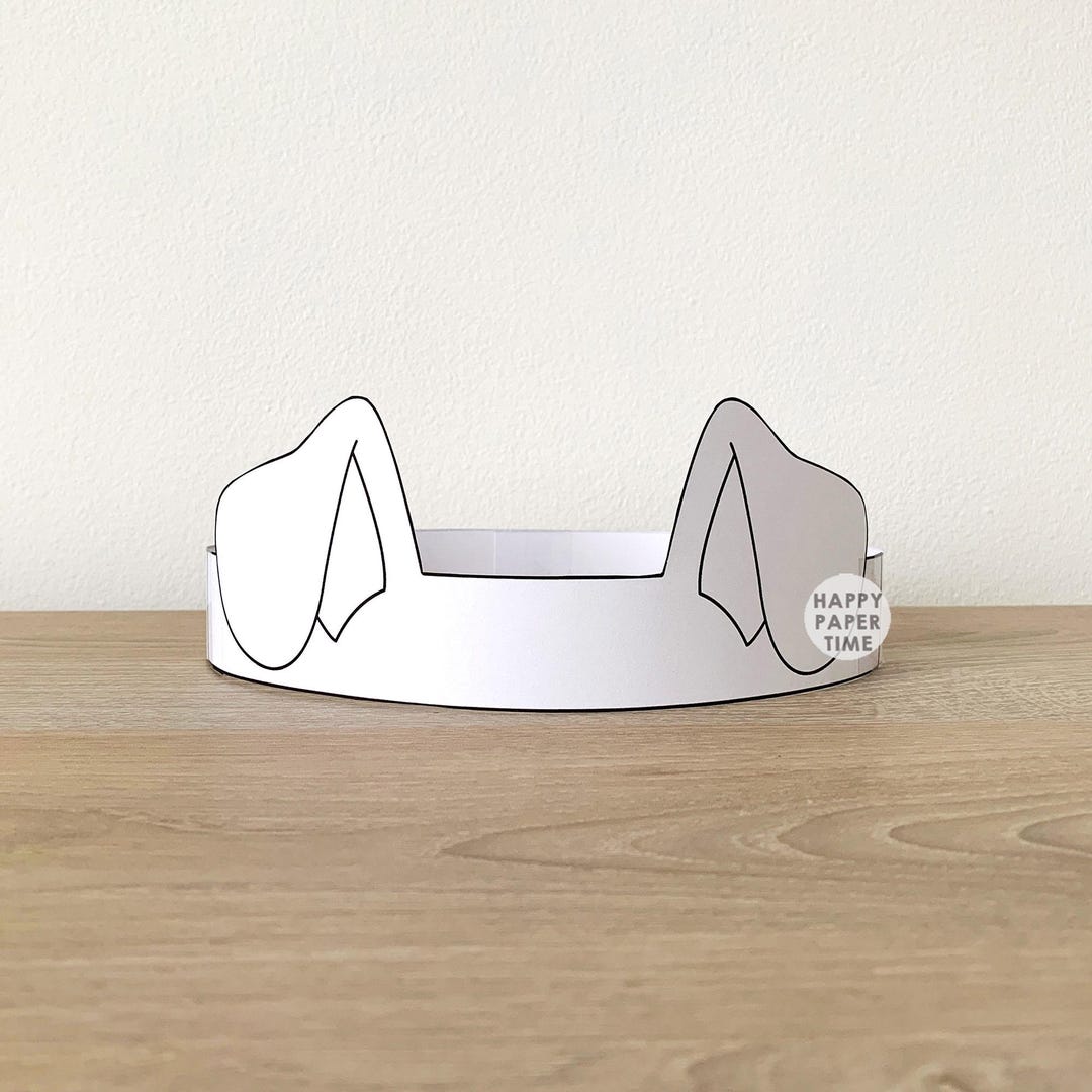Dog Ears Paper Crown Party Coloring Printable Kids Craft Puppy Costume ...