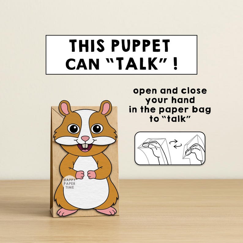 Pet Animals Paper Bag Puppets Printable Craft Activity Cut Paste ...