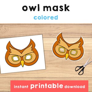 Owl Costume Owl Mask Animal Mask Printable Owl Printable Owl Party ...