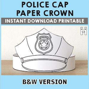 Polizei Cap Hut Papier Krone Party Färbung druckbare Kinder Handwerk Polizist Kostüm Geburtstag druckbare Favor Pdf Kostüm DIY Instant Download