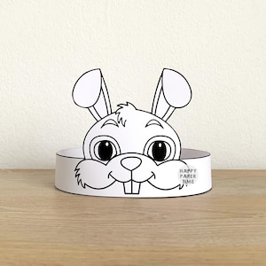 Bunny Paper Crown Headband Coloring Pet Animal Printable Kids Craft Rabbit Party Costume Birthday Printable Favor DIY - Instant Download