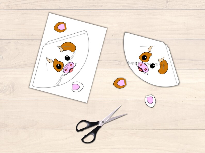 Cow Party Hat Paper Printable Template Print Out Farm Animal - Etsy