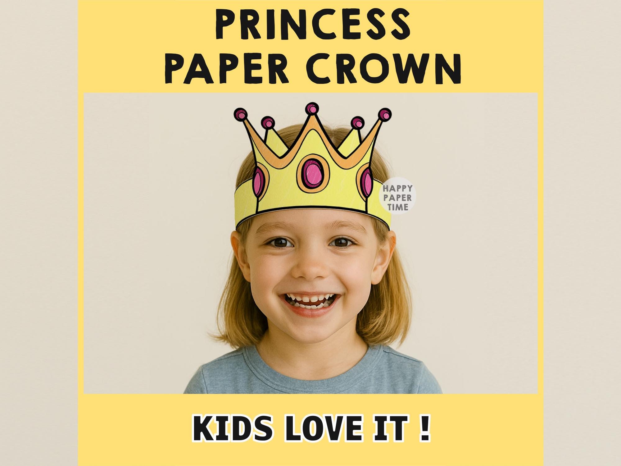 Princess Paper Crown Coloring Printable Kids Craft Princess Birthday ...