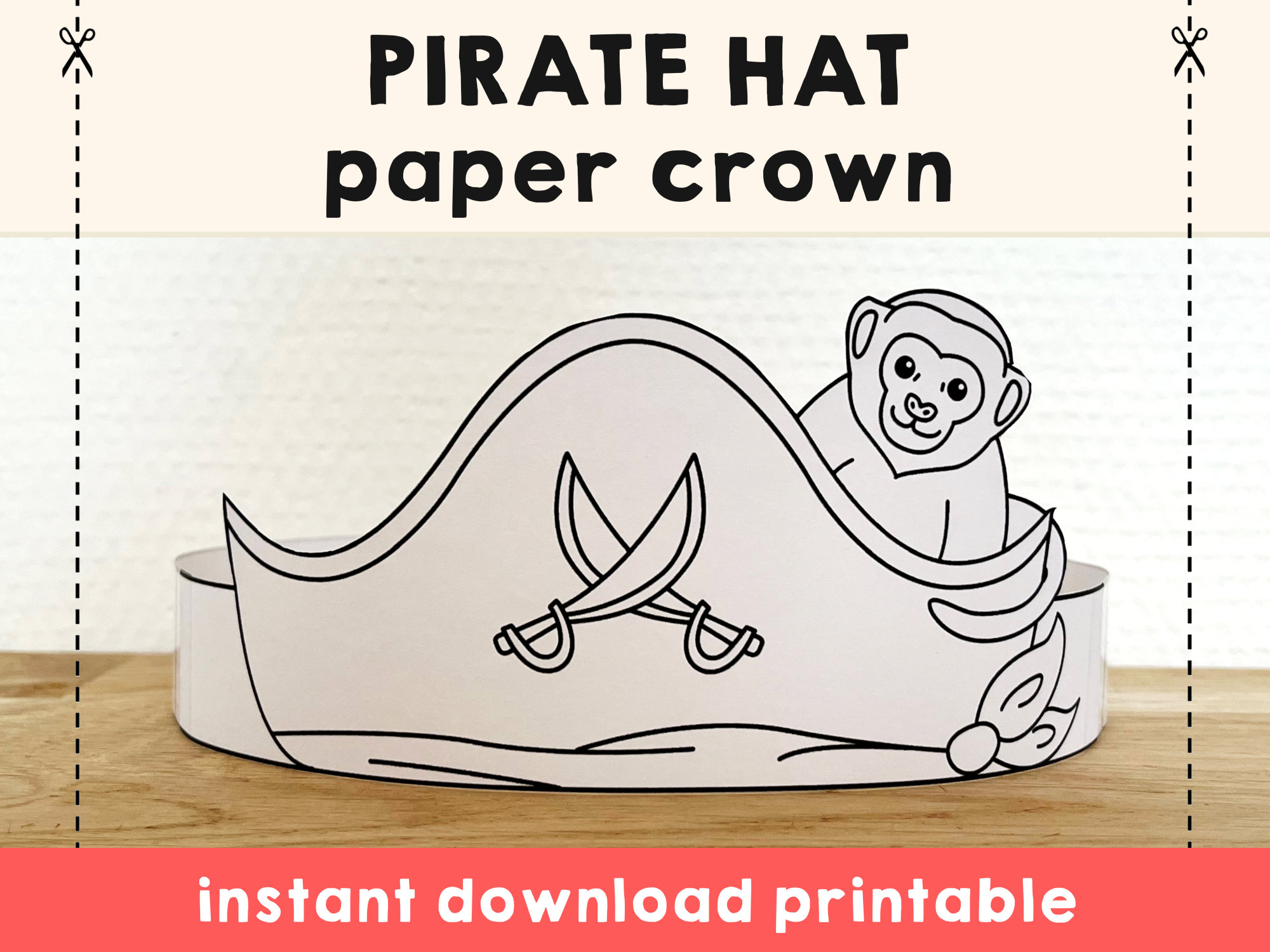 pirate-hat-paper-crown-template-pirate-captain-party-headband-coloring-printable-kids-craft-birthday-favor-pdf-favor-diy-instant-download-etsy