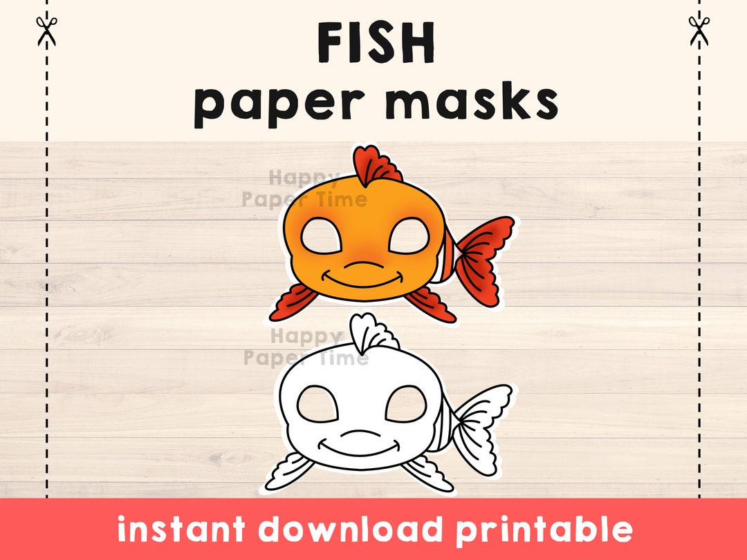 Fish Mask Template Costume Kids Diy Ocean Sea Animal Party Fun Favor