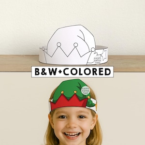 Weihnachten Elfe Papier Krone Hut Winter Urlaub Party Färbung Printable Kinder Handwerk Kostüm Printable Favor Kostüm DIY - Instant Download