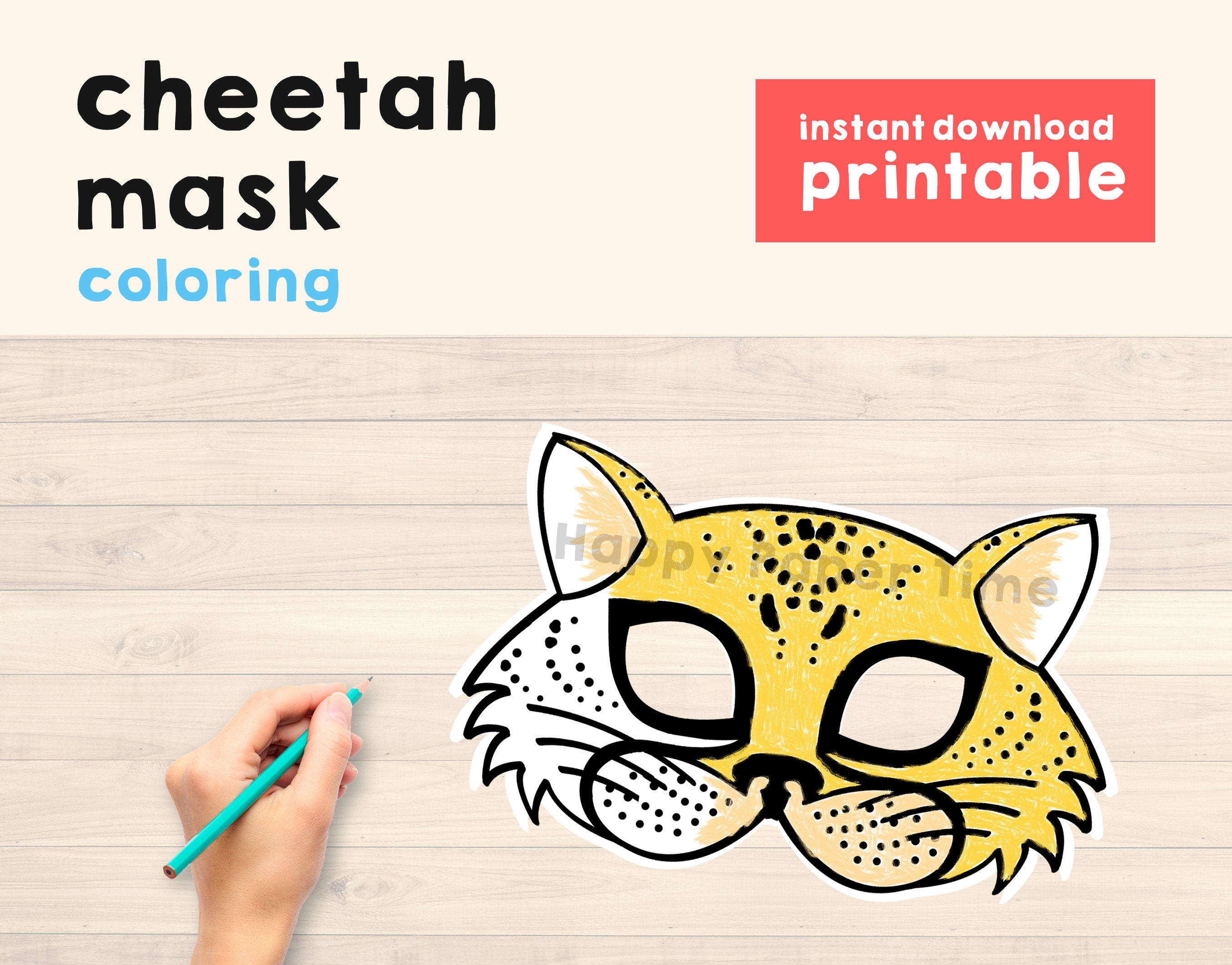 Cheetah mask printable Cheetah costume mask paper safari party - Etsy.de