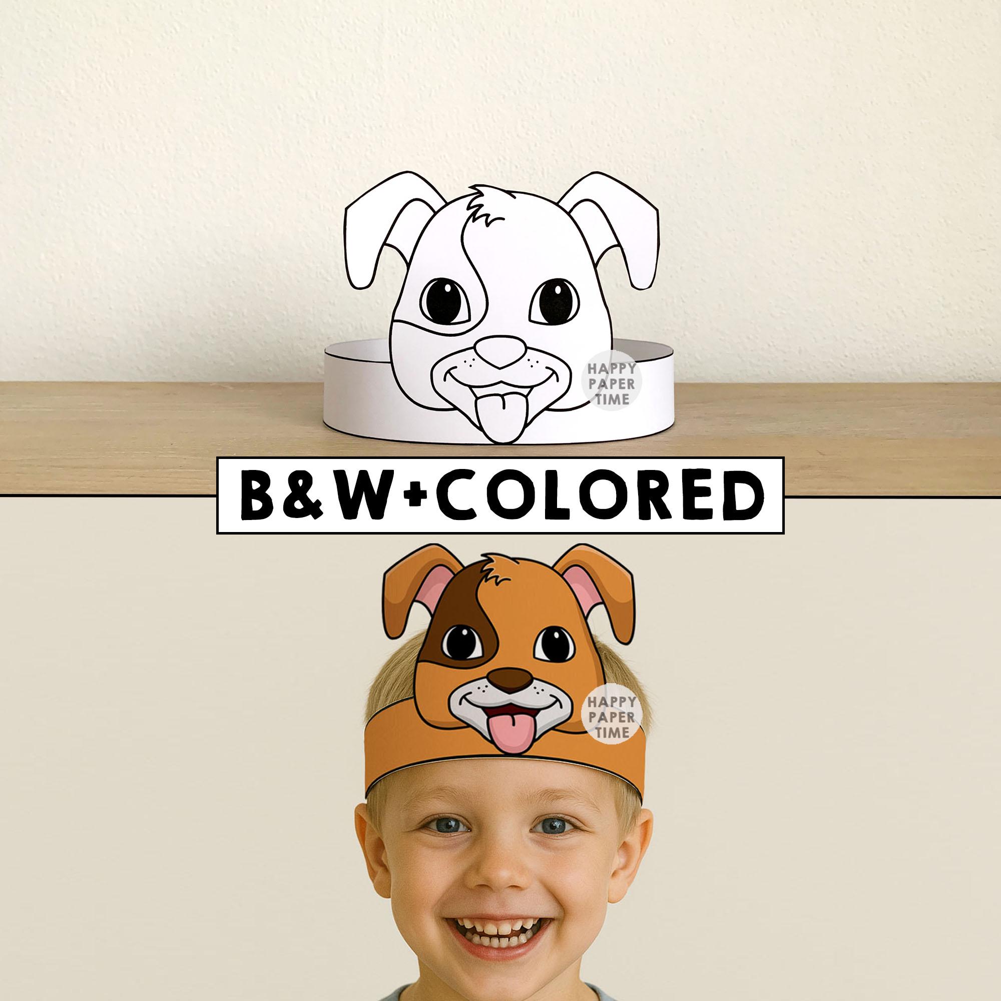 Dog Paper Crown Headband Pet Animal Coloring Printable Kids Craft Puppy ...