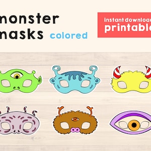 Monster Masks, Monster costume kids, Monster Party Printable Masks, Monster Printable - Kids Activity - Party Printable - Instant Download