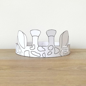 Giraffe ears Paper Crown Party Coloring Printable Kids Craft safari africa Costume Birthday Printable Favor Costume DIY - Instant Download