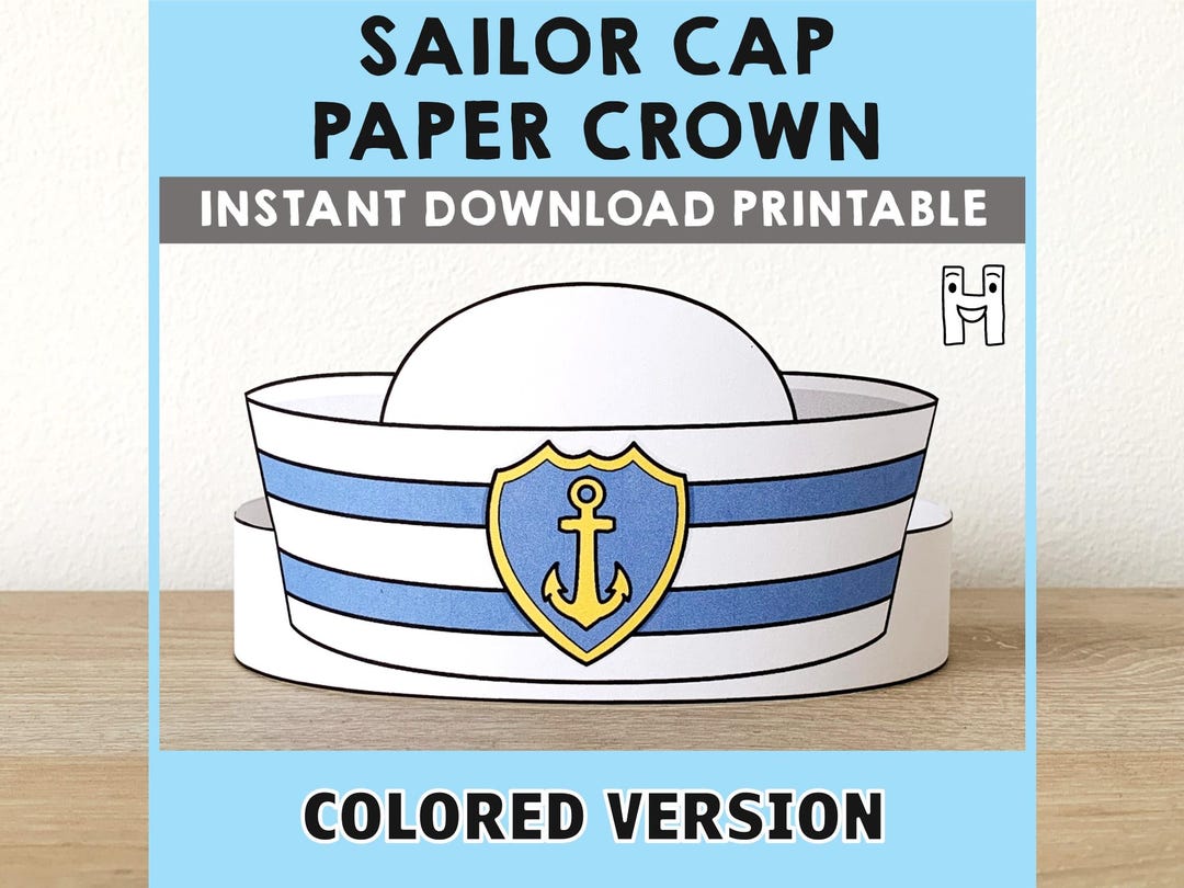 Sailor Hat Cap Paper Crown Party Printable Kids Craft Sea Costume ...