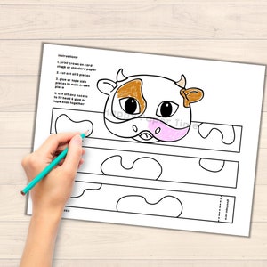 Cow Paper Crown Template Coloring Activity Printable Kids Craft Farm ...