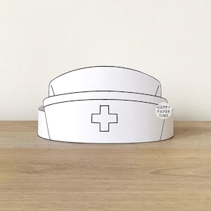 Nurse Cap Hat Paper Crown Party Coloring Printable Kids Craft Doctor Costume Birthday Printable Favor Costume DIY - Instant Download