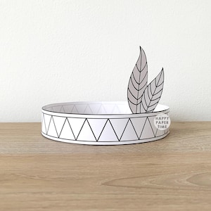 Bandeau en papier amérindien couronne fête coloriage imprimable enfants artisanat indien anniversaire décor imprimable faveur pdf Costume téléchargement immédiat