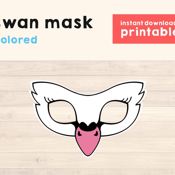 Swan Mask Party Printable Costume Fairytale Kids Party Mask Swan Party Favor Princess Party Props Swan Costume DIY - Instant Download