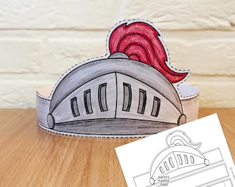 Knight Paper helmet crown template Fantasy Party Headband Coloring Printable Kids Craft Birthday Favor pdf favor DIY - Instant Download
