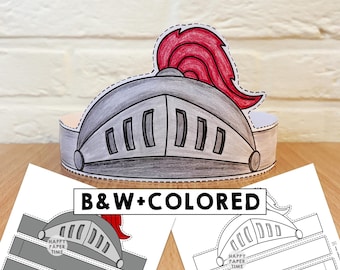 Knight Paper helmet crown template Fantasy Party Headband Coloring Printable Kids Craft Birthday Favor pdf favor DIY - Instant Download