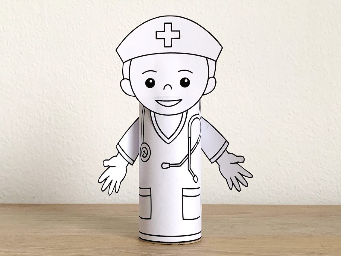 Nurse Toilet Paper Roll Craft Doctor Party Coloring Printable Etsy