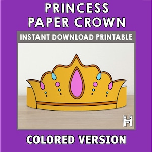 Princess Paper crown template Fantasy Medieval Party Headband Costume Printable Kids Craft Birthday Favor favor DIY - Instant Download