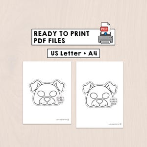 Dog paper mask costume pet animal coloring craft activity party favor animal printable mask - Instant Download PDF image 5