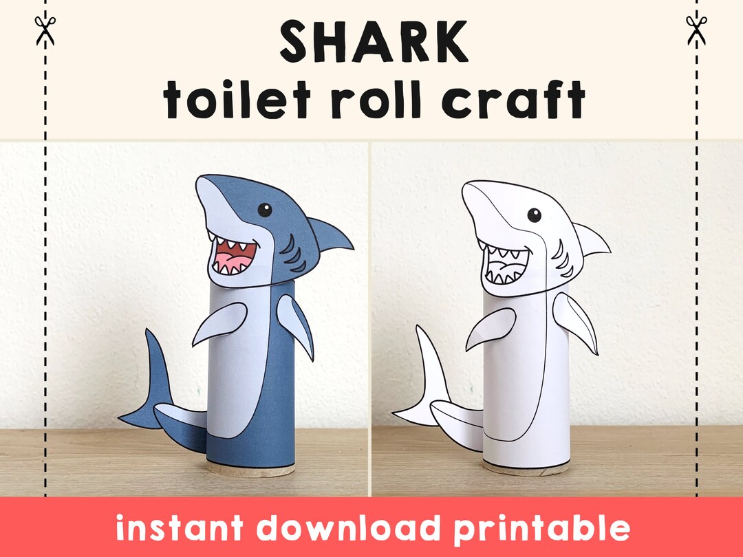 Shark Toilet Paper Roll Craft Ocean Animal Beach Sea Party Coloring