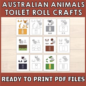 Australian Animals Toilet Paper Roll Craft Wild Party Coloring Printable Decoration Kids Play Cut out Glue DIY - Instant Download image 3