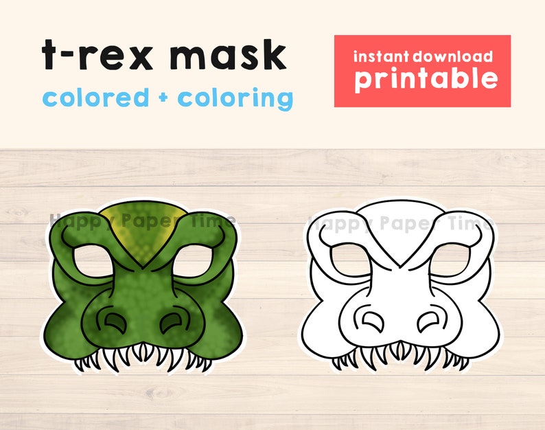 Dinosaur Mask Dino Mask Animal Mask Party Favor Trex Printable Etsy
