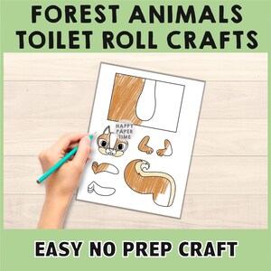 Forest Animals Toilet Paper Roll Craft Forest Party Coloring Printable Decoration Kids Wild Play Cut out Glue DIY - Instant Download image 4