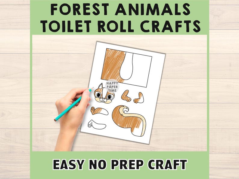 Forest Animals Toilet Paper Roll Craft Forest Party Coloring Printable Decoration Kids Wild Play Cut out Glue DIY - Instant Download image 4
