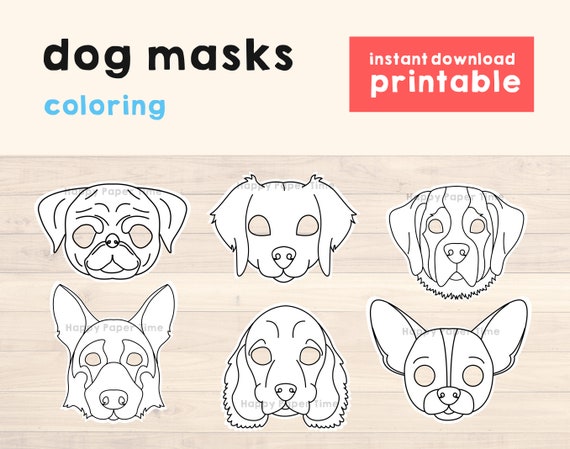 Dog masks printable Chihuahua German Shepherd Golden Retriever | Etsy