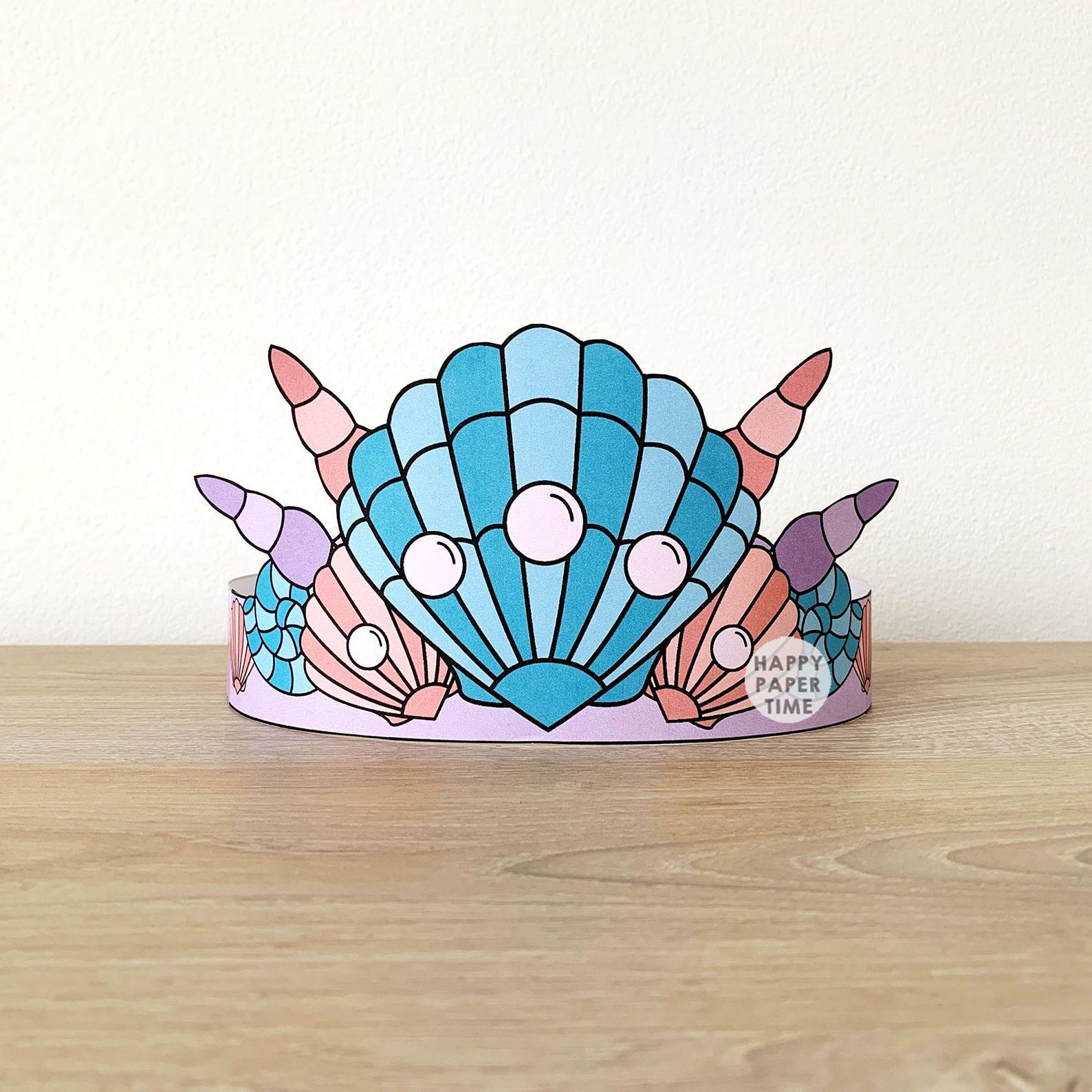Mermaid Paper Crown Coloring Printable Kids Craft Mermaid Birthday ...