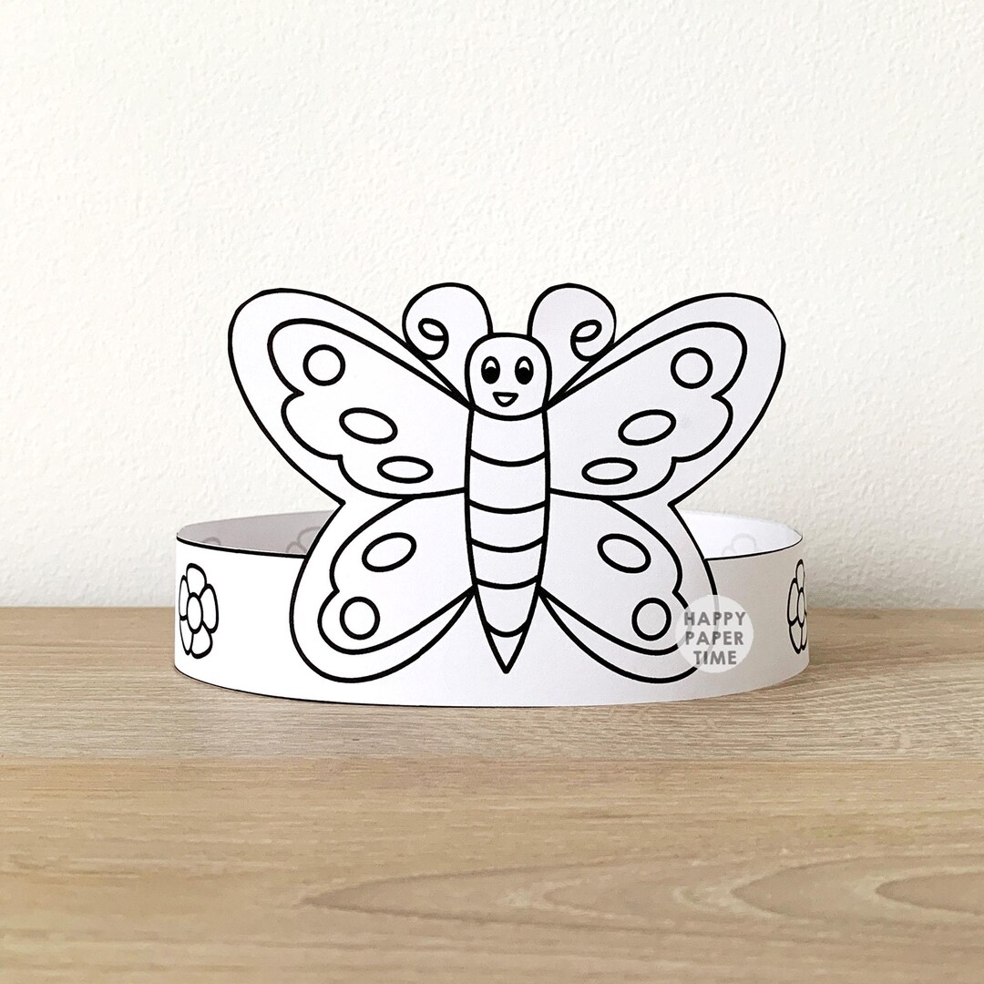 Butterfly Paper Crown Headband Party Coloring Printable Kids  display picture 2