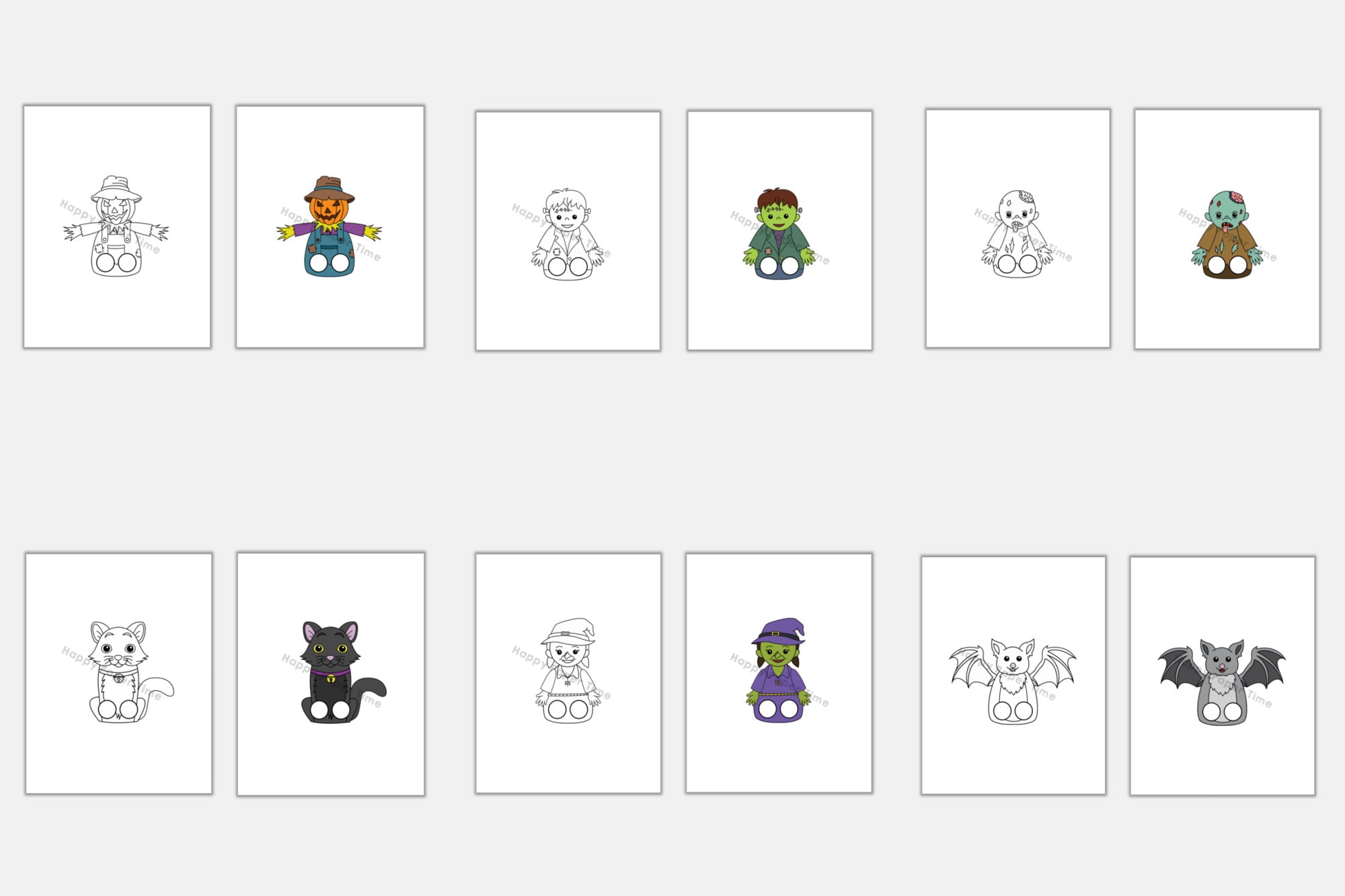 Halloween Paper Craft Printable Finger Puppet Template Kids Craft ...