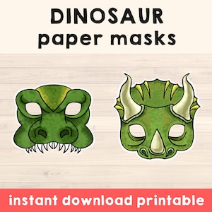 Dinosaur costume Mask, Dinosaur mask, Triceratops mask, Dinosaur Party, Dinosaur Printable Mask, Triceratops Party - Instant Download