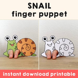 Schnecke Papier Basteln druckbare Fingerpuppe Käfer Vorlage Kinder Basteln Aktivität Tier Geburtstagsparty Malpapier Druck - Instant Download