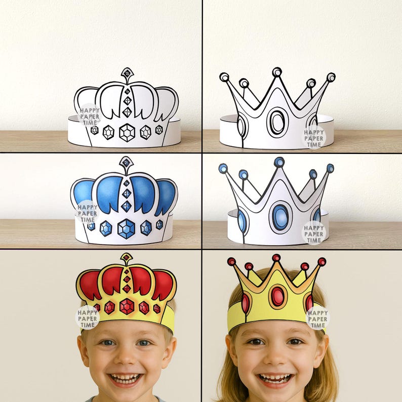 Princess Paper Crown Coloring Printable Kid Craft Princess Birthday ...